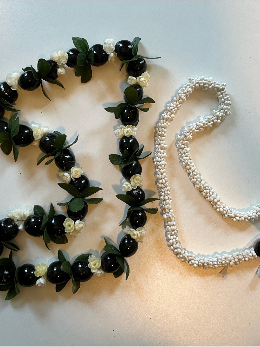 Black Floral Bead Lei with White Accent Flowers - Women Accessories from Kauai